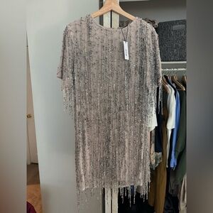 Nasty Gal Pink Dress with Silver Beading